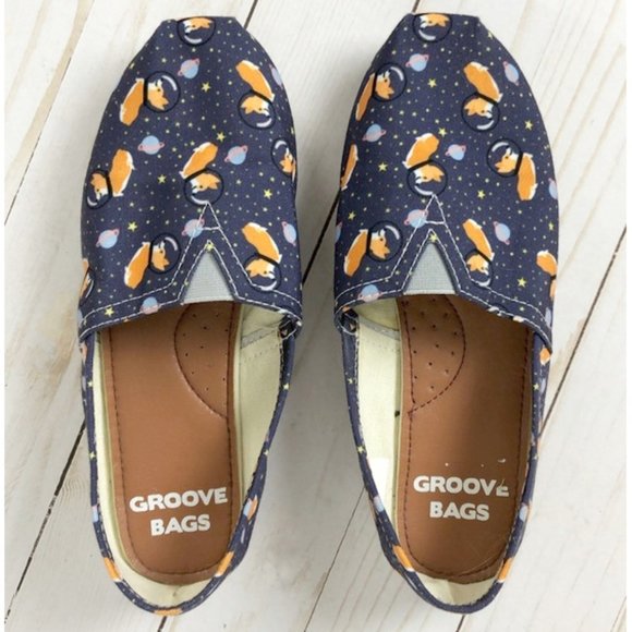 Groove Bags Space Corgi Slip-Ons Ballet Flats Loafers Dog Dogs Puppy Pups Tom's - Picture 8 of 15